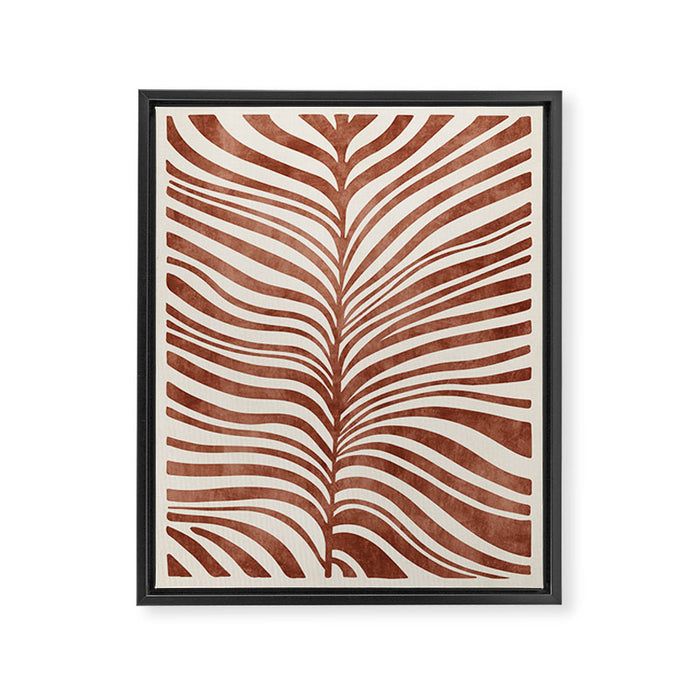 Dark Terracotta Abstract Leaf Artwork Framed Canvas Print Gallery Image 1
