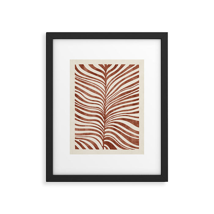 Dark Terracotta Abstract Leaf Artwork Framed Art Print Gallery Image 1