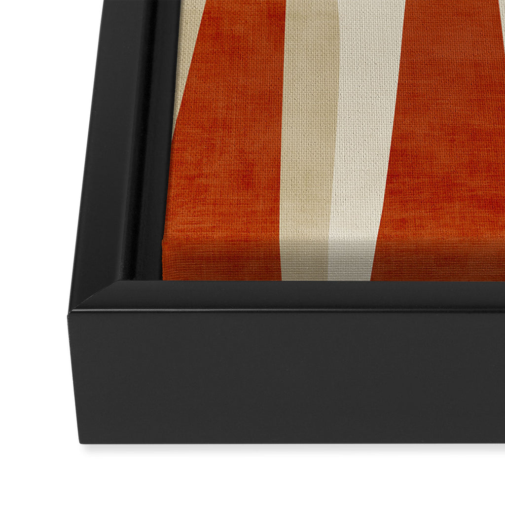 Dark Terracotta Beige Tan Abstract Lines Artwork Framed Canvas Print Gallery Image 3