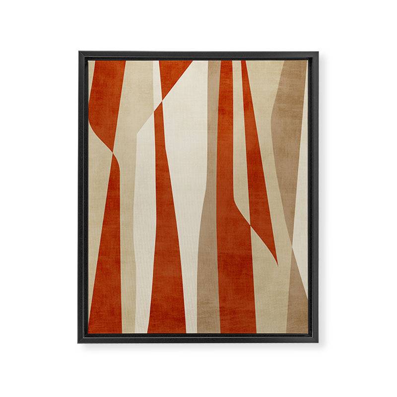 Dark Terracotta Beige Tan Abstract Lines Artwork Framed Canvas Print Gallery Image 6