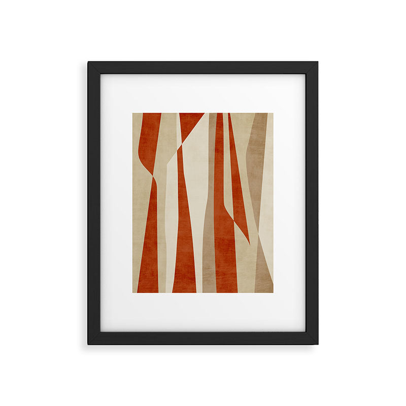 Dark Terracotta Beige Tan Abstract Lines Artwork Framed Art Print Gallery Image 5