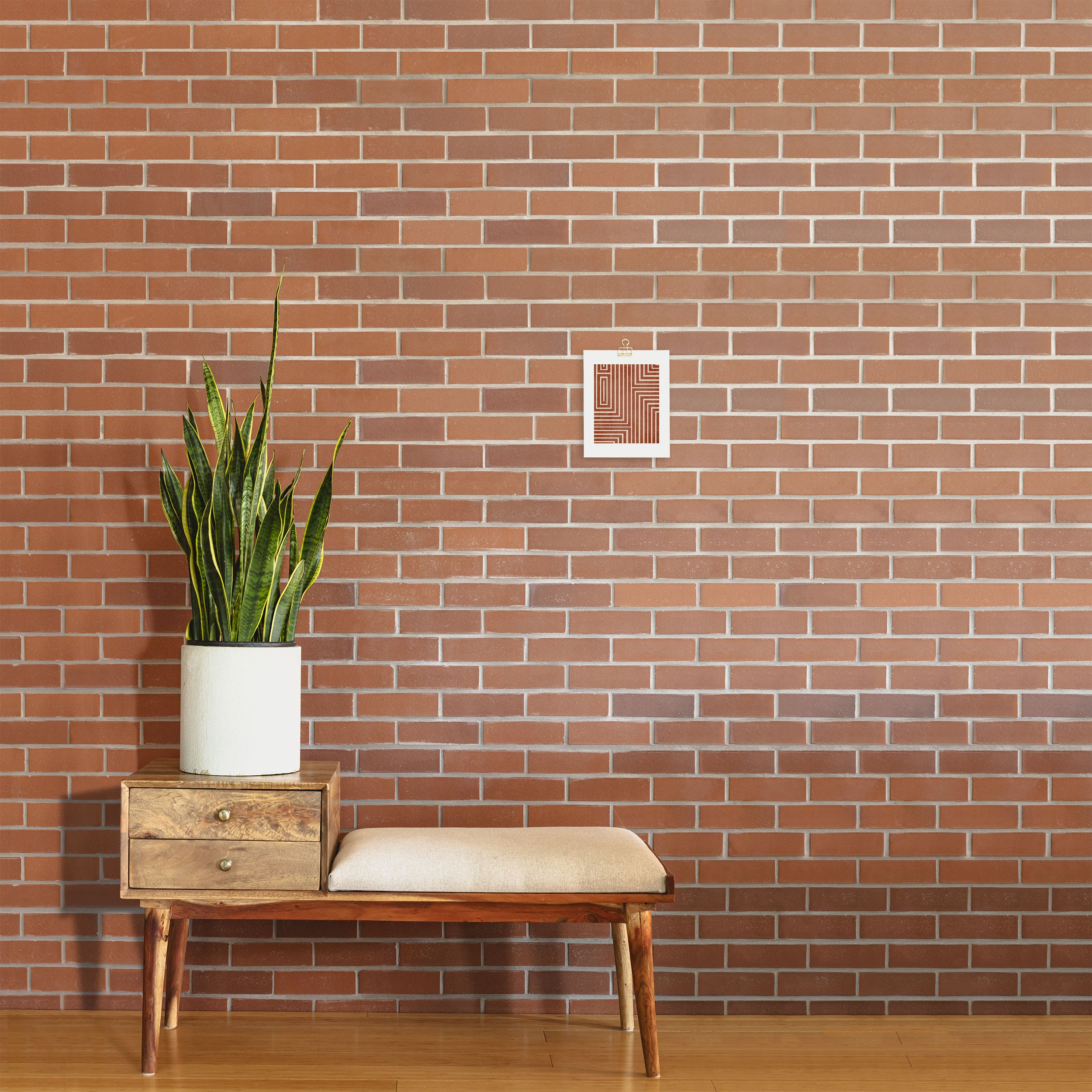 Dark Terracotta Geometric Design Artwork Art Print Gallery Image 2