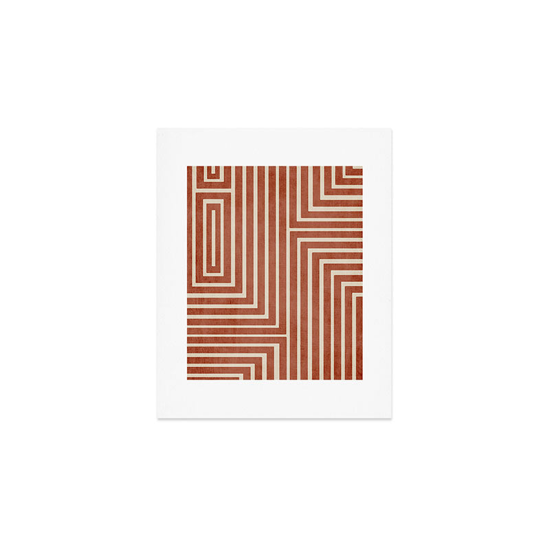 Dark Terracotta Geometric Design Artwork Art Print Gallery Image 1