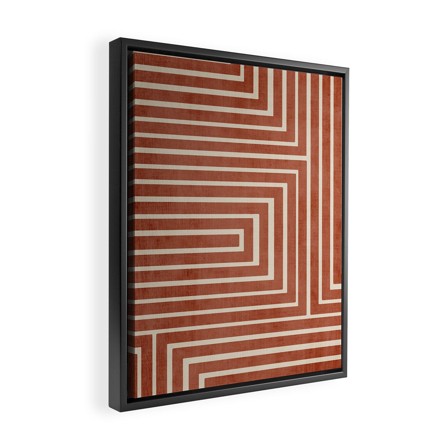 Dark Terracotta Geometric Design Artwork Framed Canvas Print Gallery Image 2
