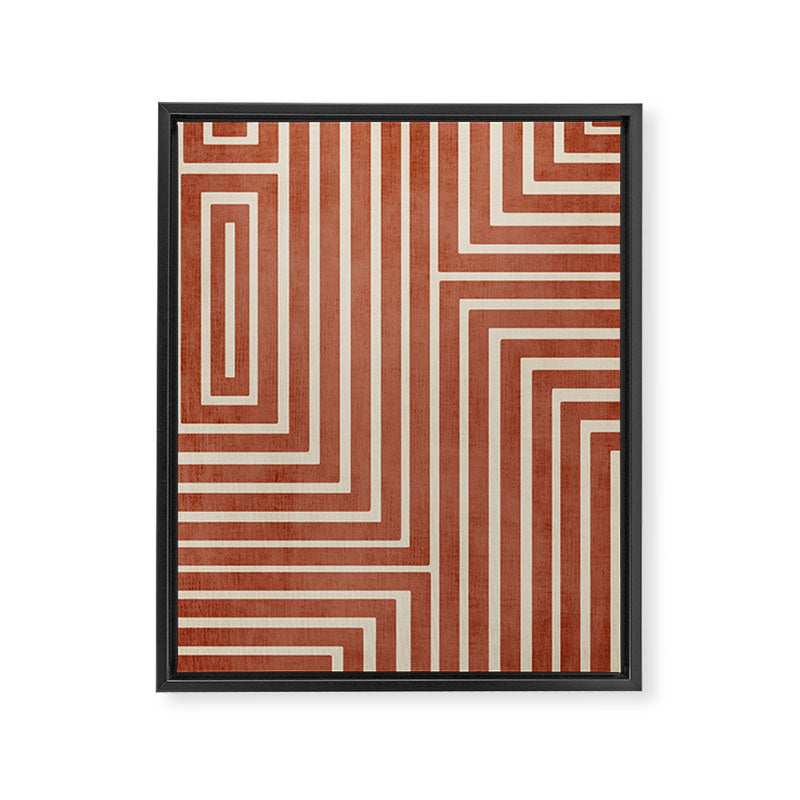Dark Terracotta Geometric Design Artwork Framed Canvas Print Gallery Image 6