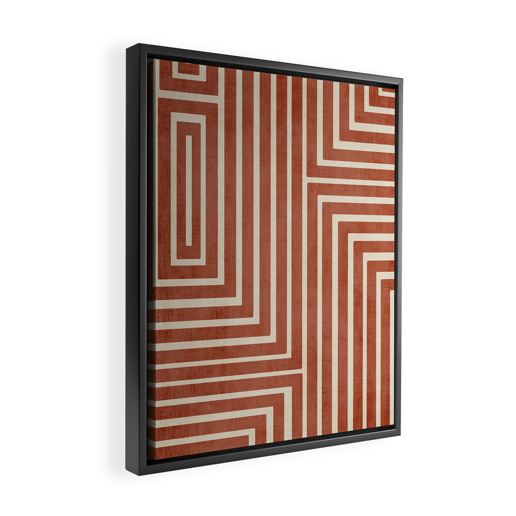 Dark Terracotta Geometric Design Artwork Framed Canvas Print Gallery Image 2