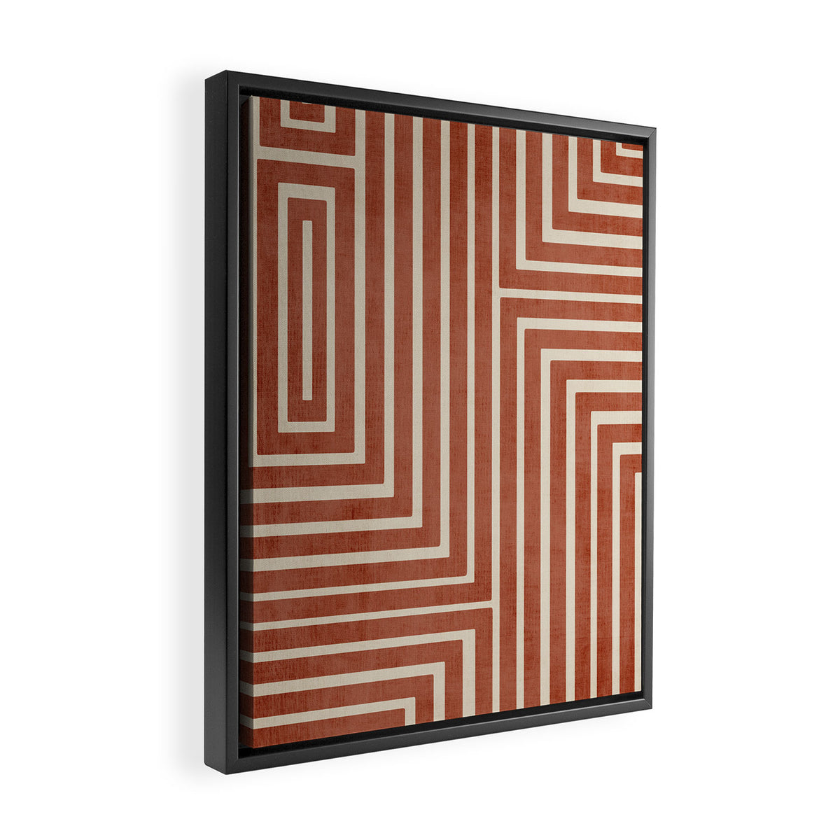 Dark Terracotta Geometric Design Artwork Framed Canvas Print Gallery Image 2