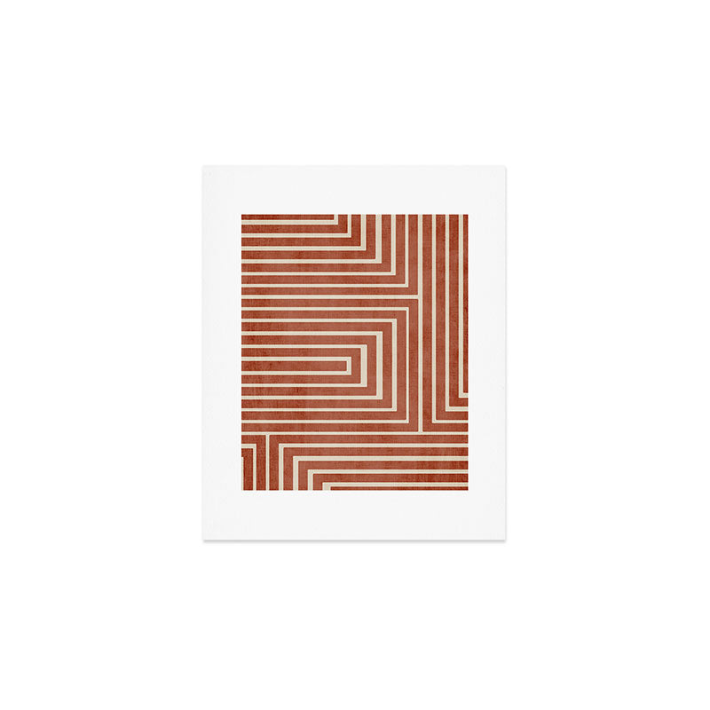Dark Terracotta Geometric Design Artwork Art Print Gallery Image 1