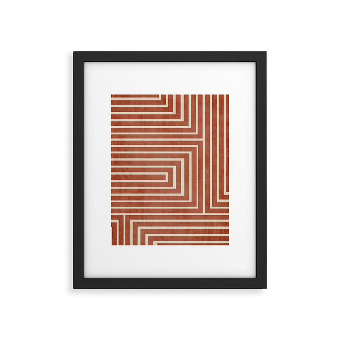 Dark Terracotta Geometric Design Artwork Framed Art Print Gallery Image 1