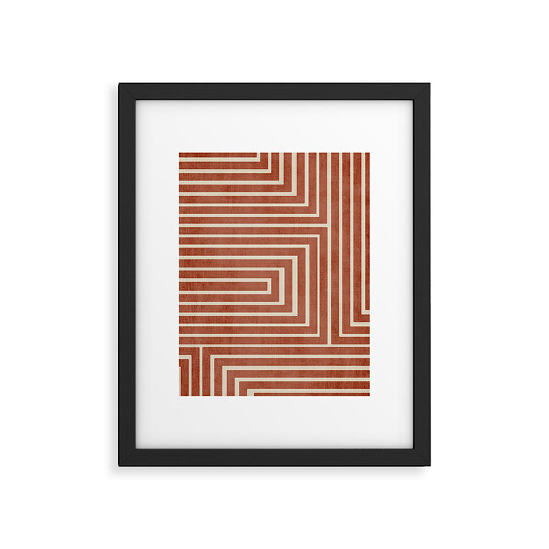 Dark Terracotta Geometric Design Artwork Framed Art Print Gallery Image 5