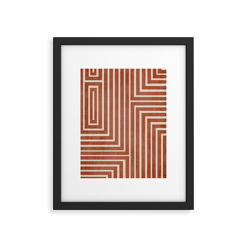 Dark Terracotta Geometric Design Artwork Framed Art Print Gallery Image 4
