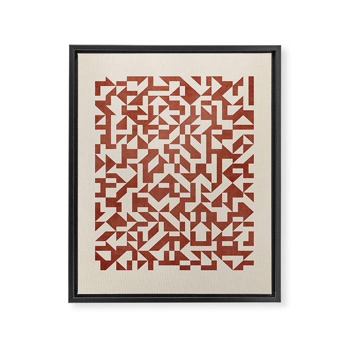 Dark Terracotta Geometric Modern Minimalist Artwork Framed Canvas Print Gallery Image 1