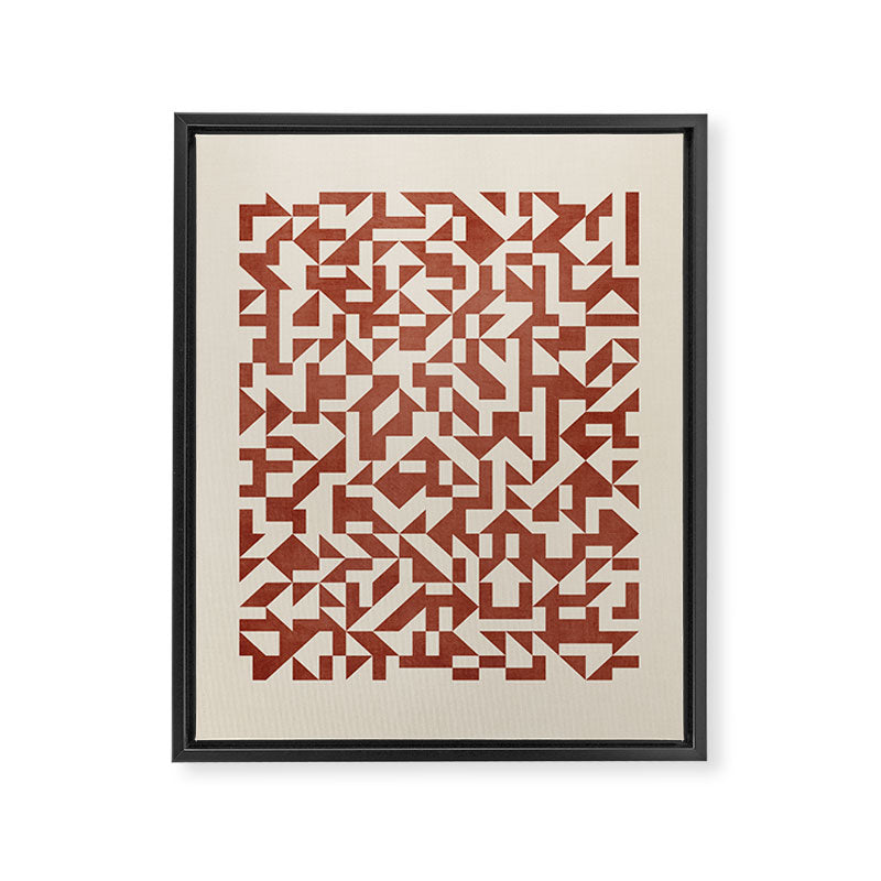 Dark Terracotta Geometric Modern Minimalist Artwork Framed Canvas Print Gallery Image 6