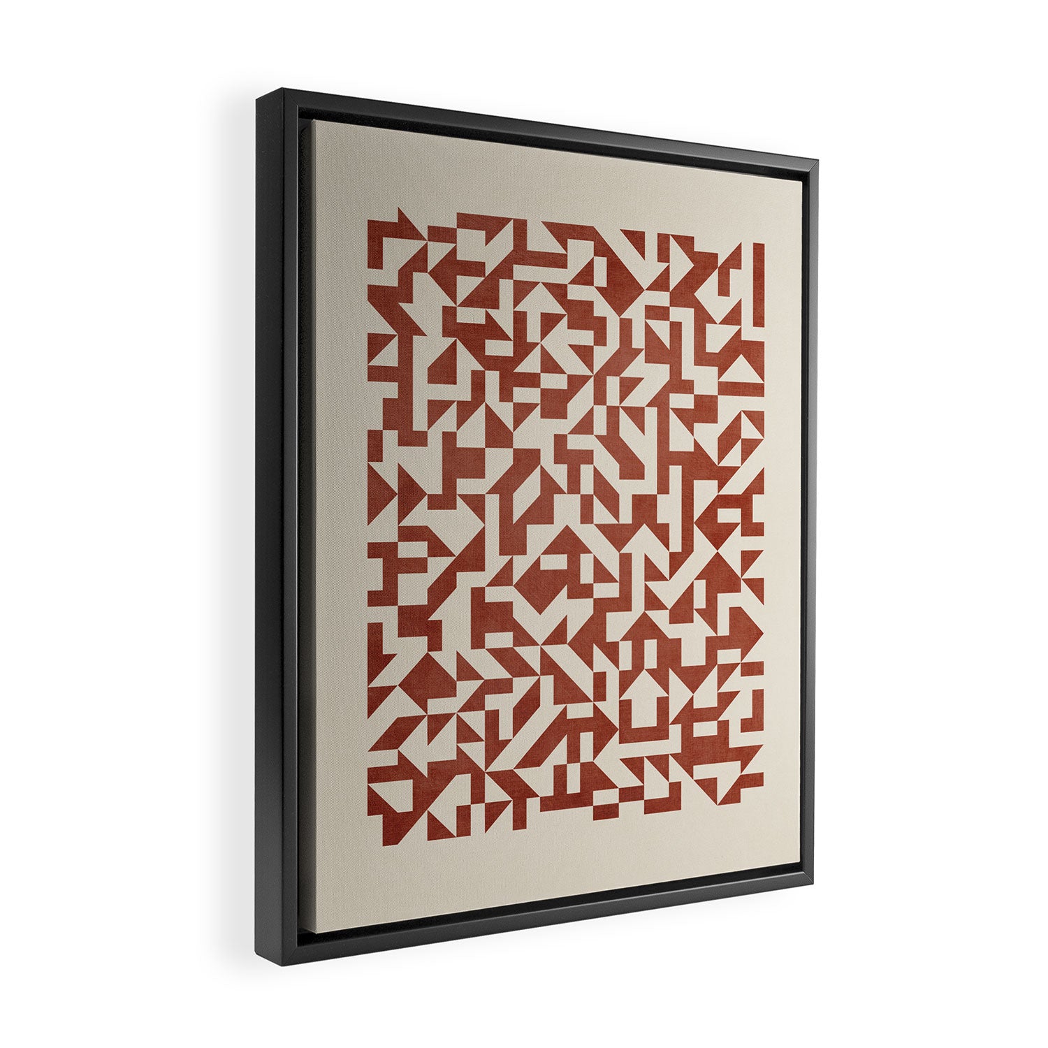 Dark Terracotta Geometric Modern Minimalist Artwork Framed Canvas Print Gallery Image 2