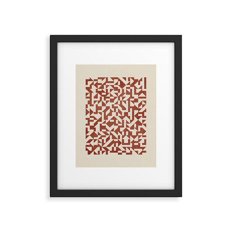 Dark Terracotta Geometric Modern Minimalist Artwork Framed Art Print Gallery Image 5