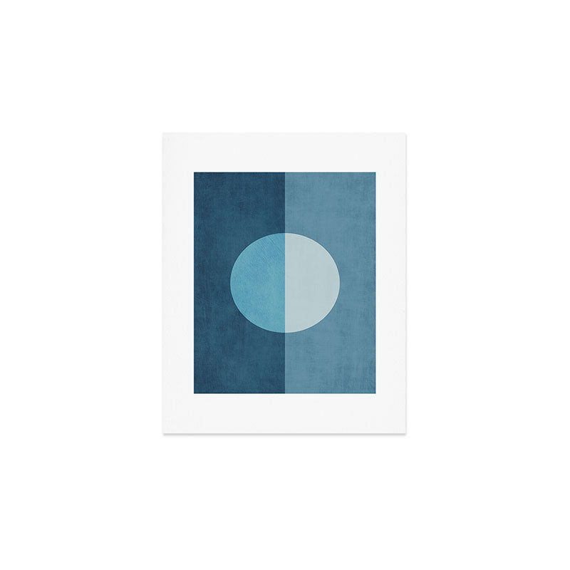 Deep Blue Geometric Moon Artwork Art Print Gallery Image 1