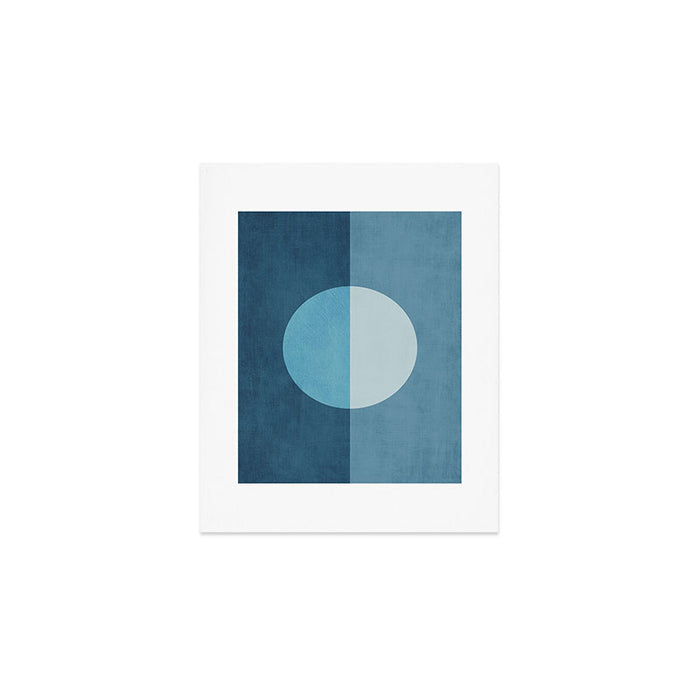 Deep Blue Geometric Moon Artwork Art Print Gallery Image 1