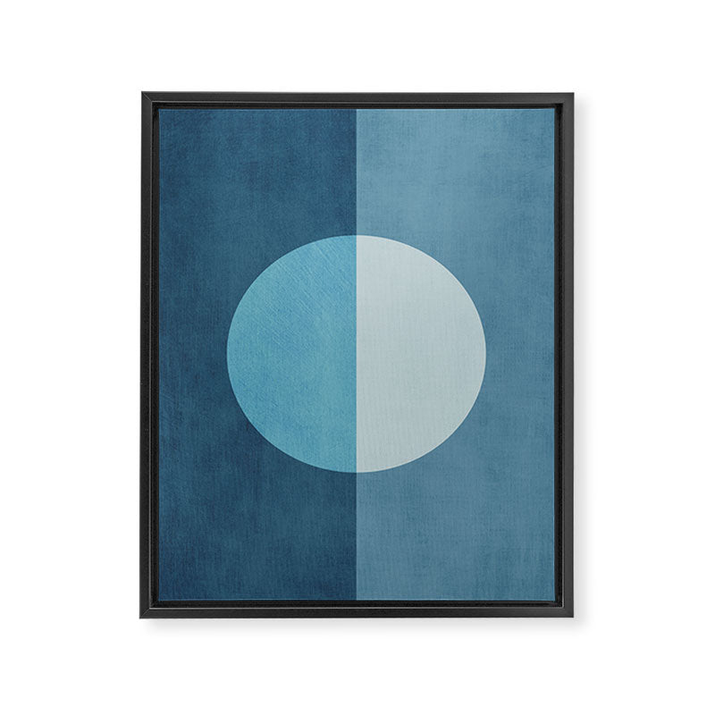 Deep Blue Geometric Moon Artwork Framed Canvas Print Gallery Image 6