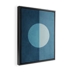 Deep Blue Geometric Moon Artwork Framed Canvas Print Gallery Image 2