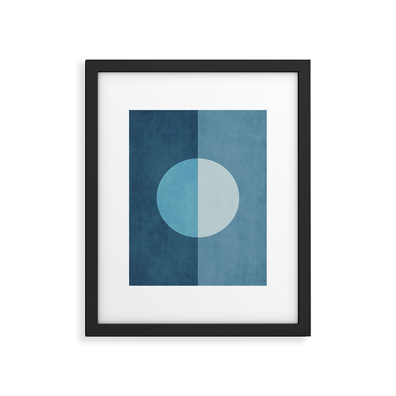 Deep Blue Geometric Moon Artwork Framed Art Print Gallery Image 5
