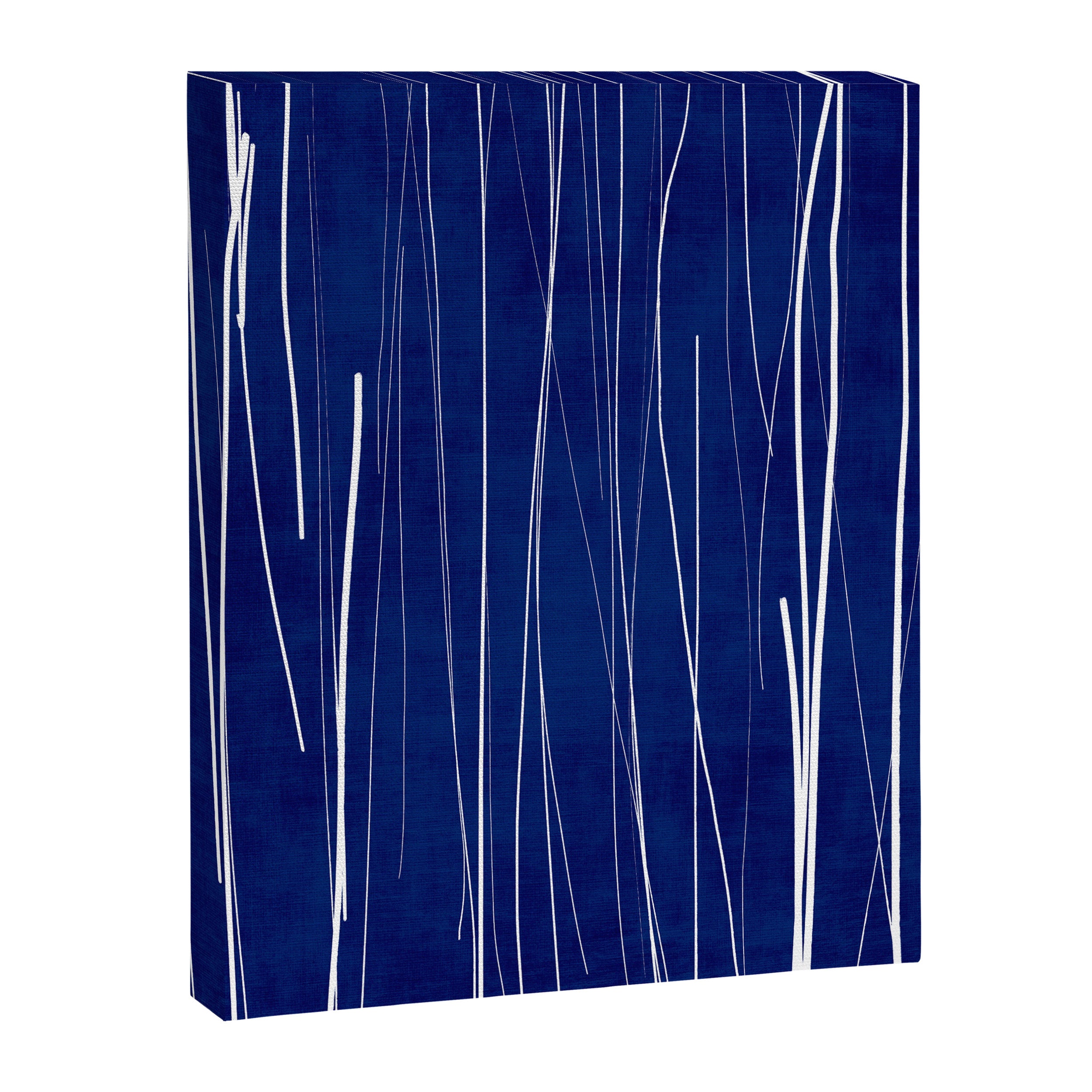 Deep Blue White Lines Minimalist Abstract  Canvas Print Gallery Image 6