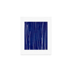 Deep Blue White Lines Minimalist Abstract  Art Print Gallery Image 1