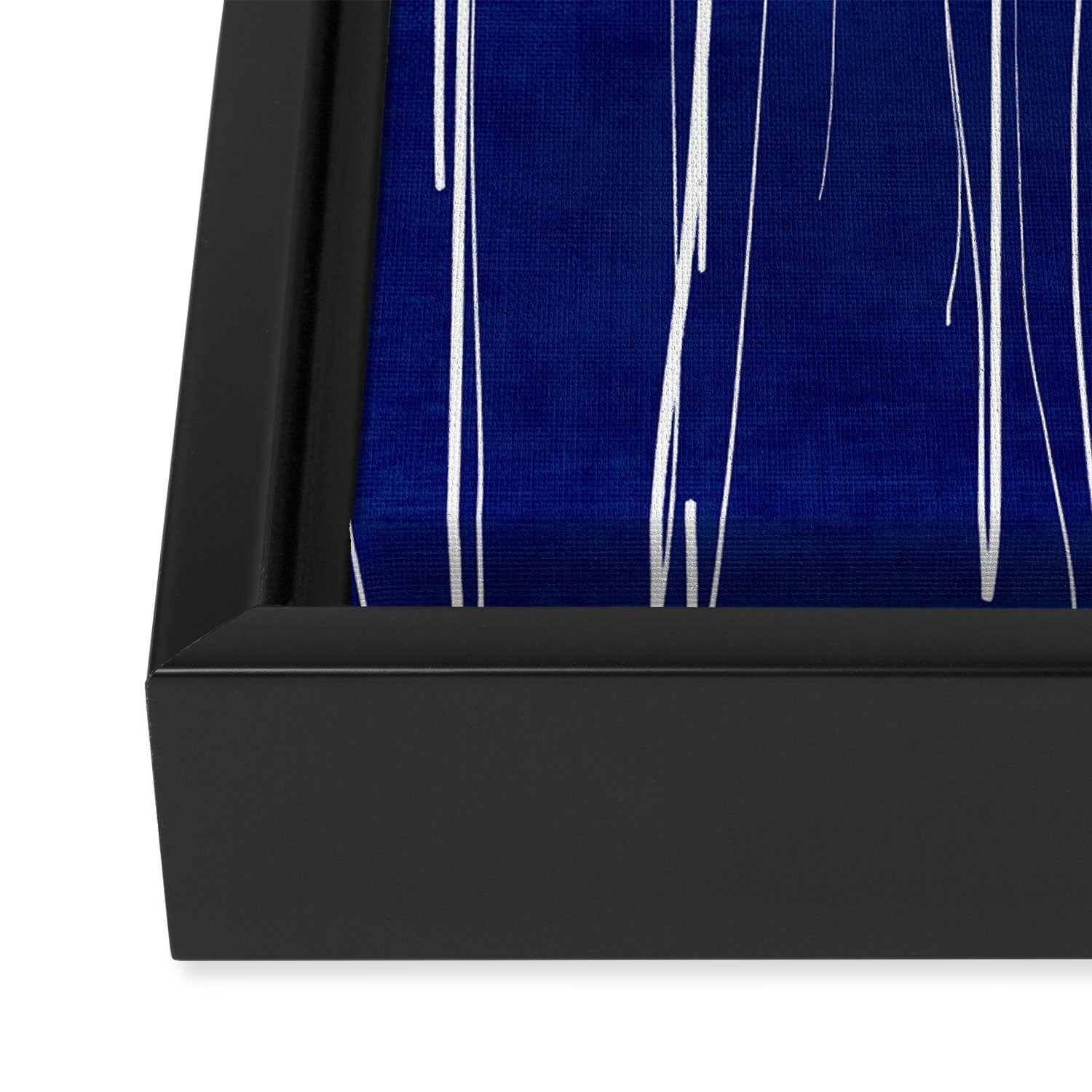Deep Blue White Lines Minimalist Abstract  Framed Canvas Print Gallery Image 3