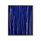 Deep Blue White Lines Minimalist Abstract  Framed Canvas Print Gallery Image 6