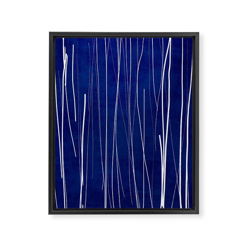 Deep Blue White Lines Minimalist Abstract  Framed Canvas Print Gallery Image 6