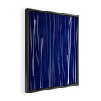 Deep Blue White Lines Minimalist Abstract  Framed Canvas Print Gallery Image 2