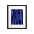 Deep Blue White Lines Minimalist Abstract  Framed Art Print Gallery Image 5