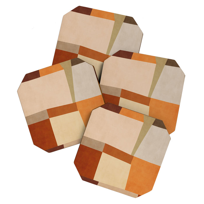 Earth Colors Warm Tones Fall Abstract Art Coaster Gallery Image 1