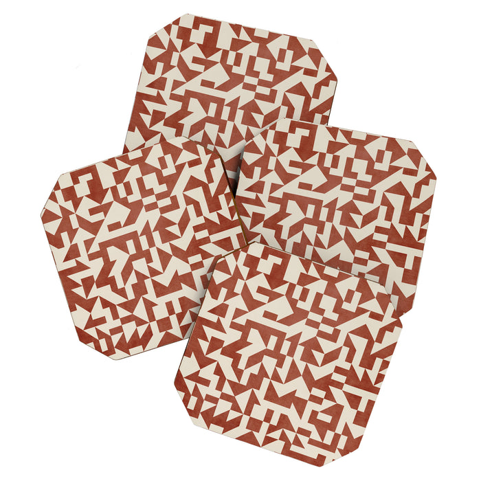 Geometric Abstract Terracotta Modern Original Artwork Coaster Gallery Image 1
