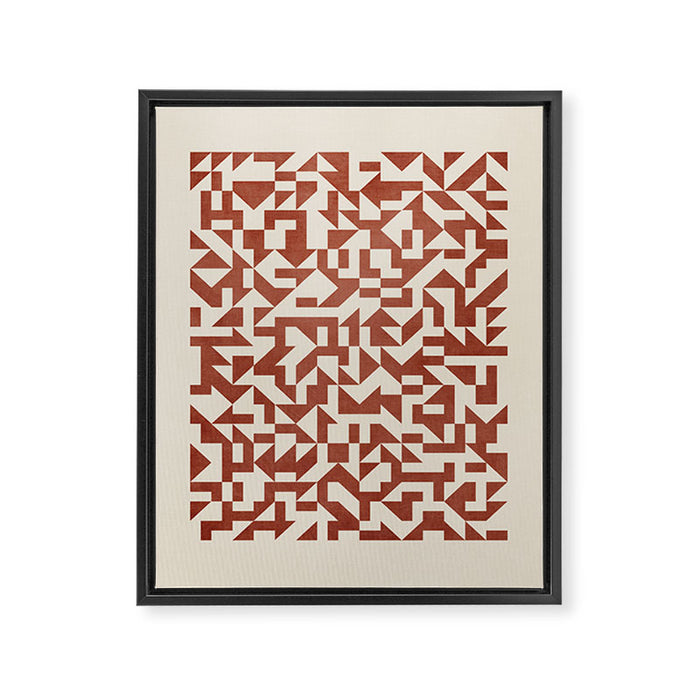 Geometric Abstract Terracotta Modern Original Artwork Framed Canvas Print Gallery Image 1