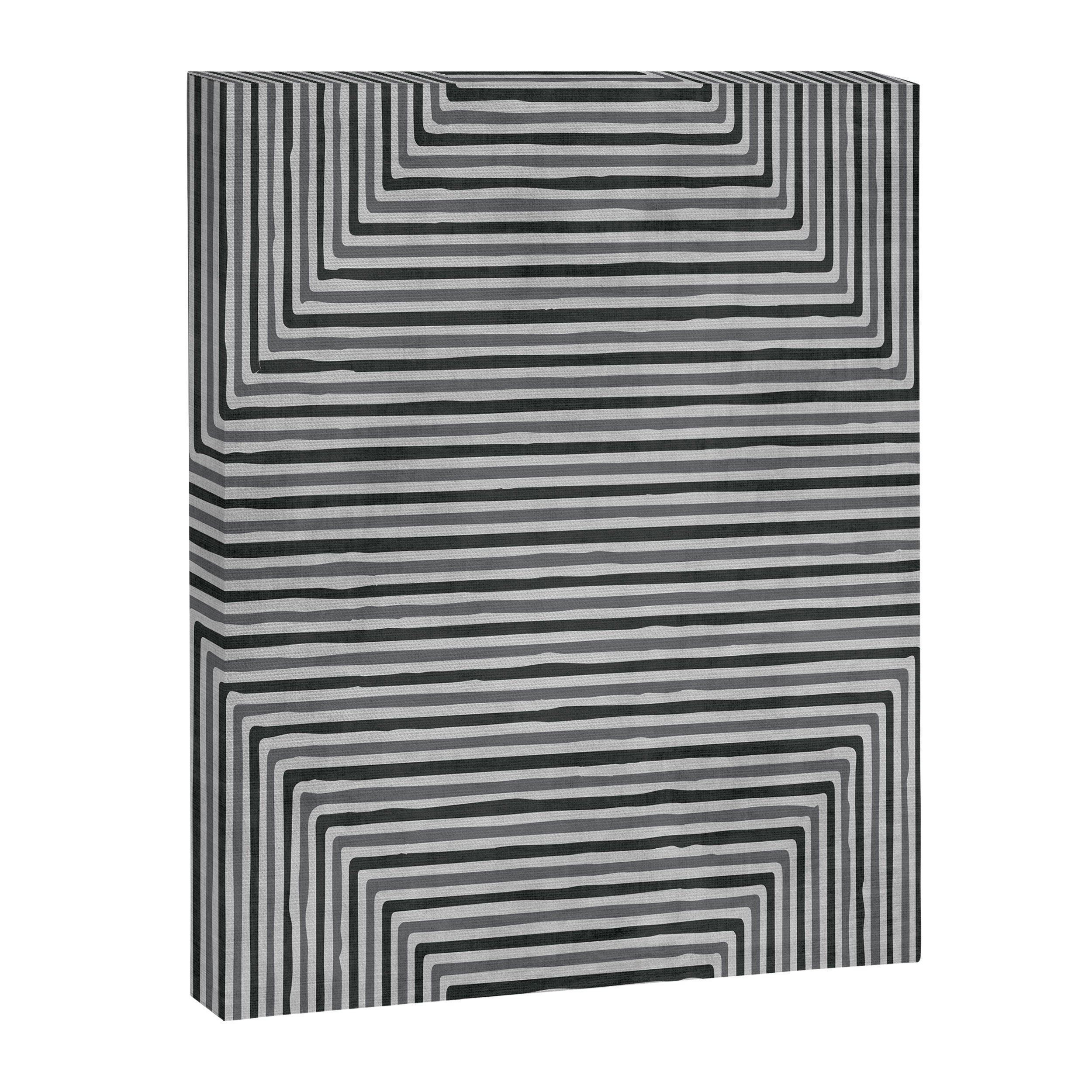 Geometric Minimalist Black Gray Lines Artwork Canvas Print Gallery Image 6