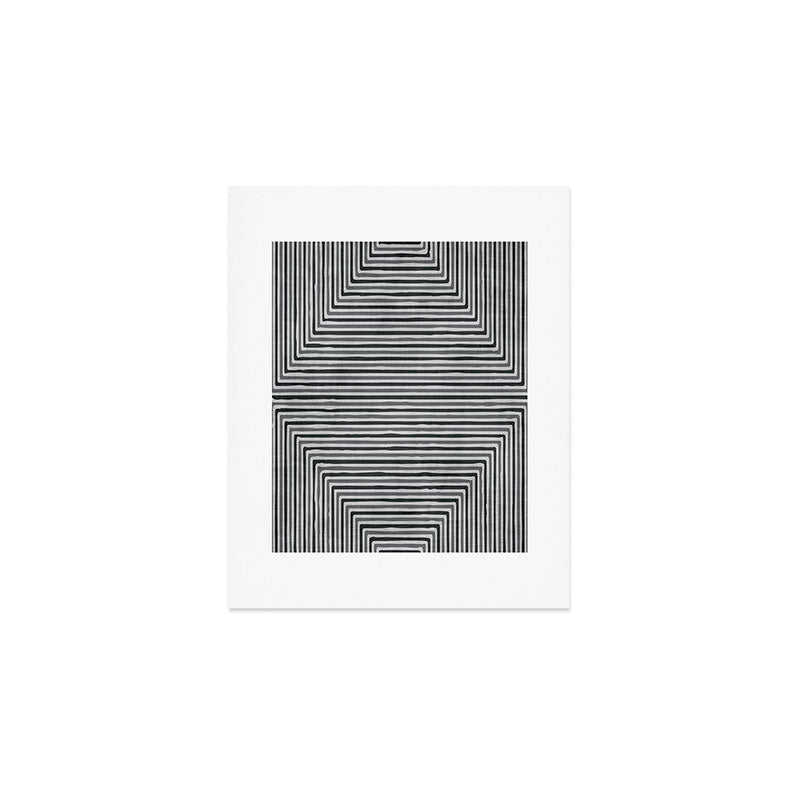 Geometric Minimalist Black Gray Lines Artwork Art Print Gallery Image 1