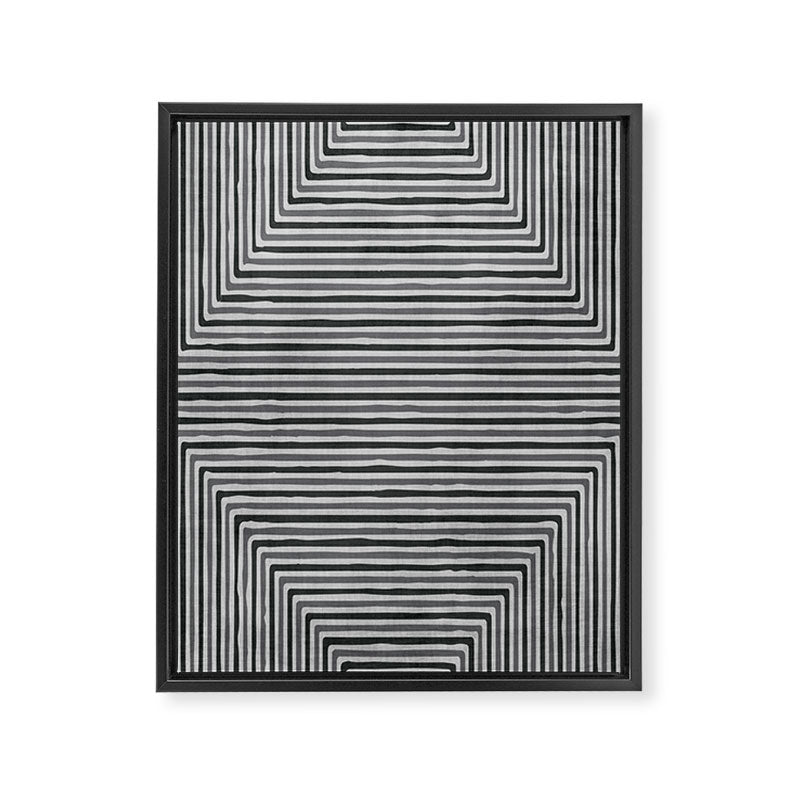 Geometric Minimalist Black Gray Lines Artwork Framed Canvas Print Gallery Image 6