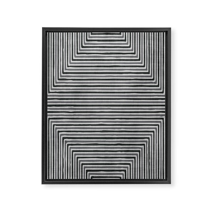 Geometric Minimalist Black Gray Lines Artwork Framed Canvas Print Gallery Image 1