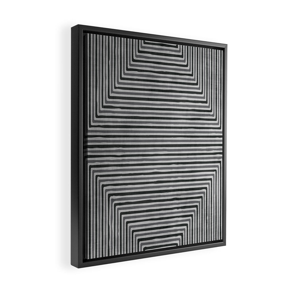 Geometric Minimalist Black Gray Lines Artwork Framed Canvas Print Gallery Image 2