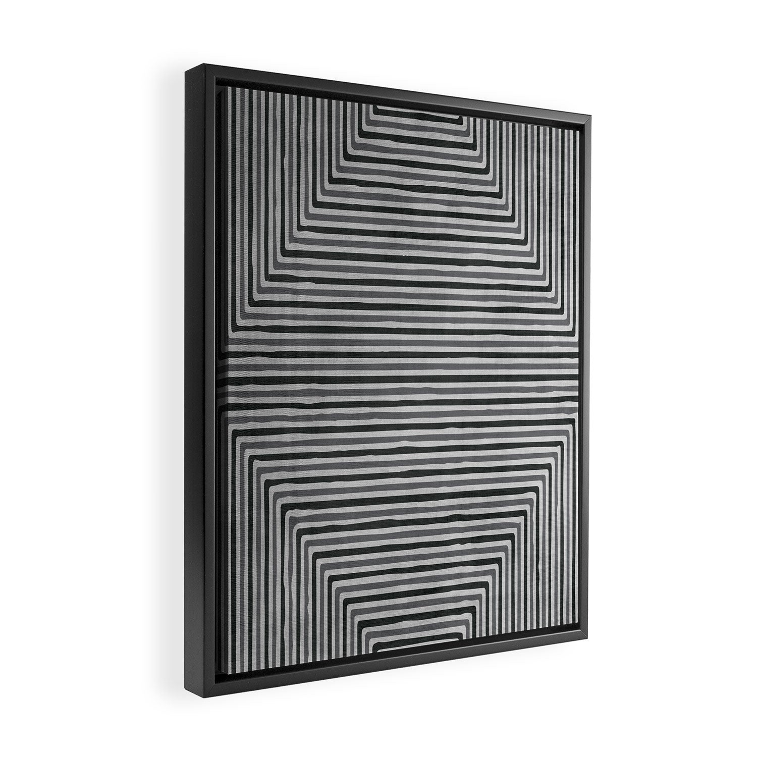 Geometric Minimalist Black Gray Lines Artwork Framed Canvas Print Gallery Image 2