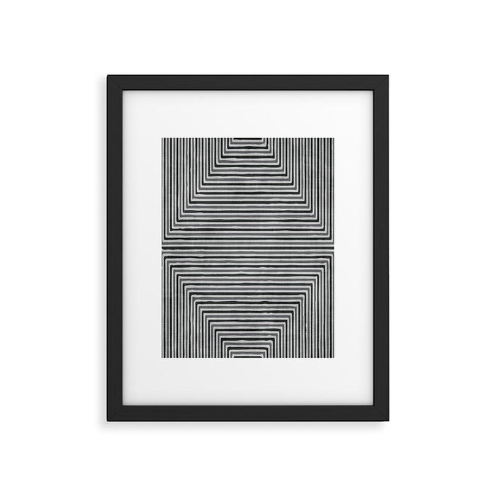 Geometric Minimalist Black Gray Lines Artwork Framed Art Print Gallery Image 1