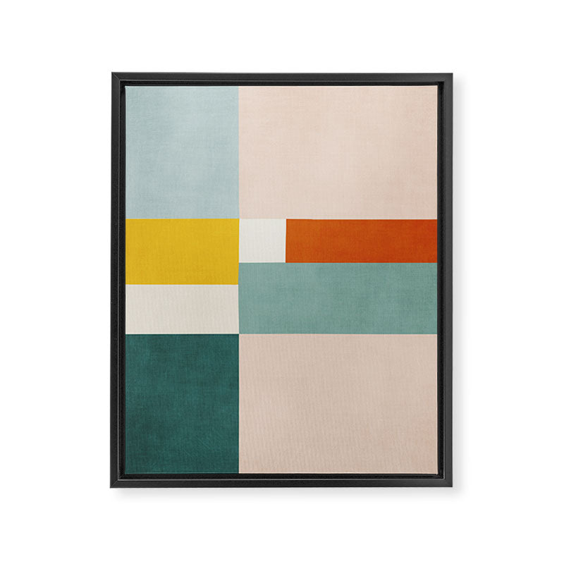 Geometric Minimalist Bright Pastel Tones Abstract Artwork Framed Canvas Print Gallery Image 6
