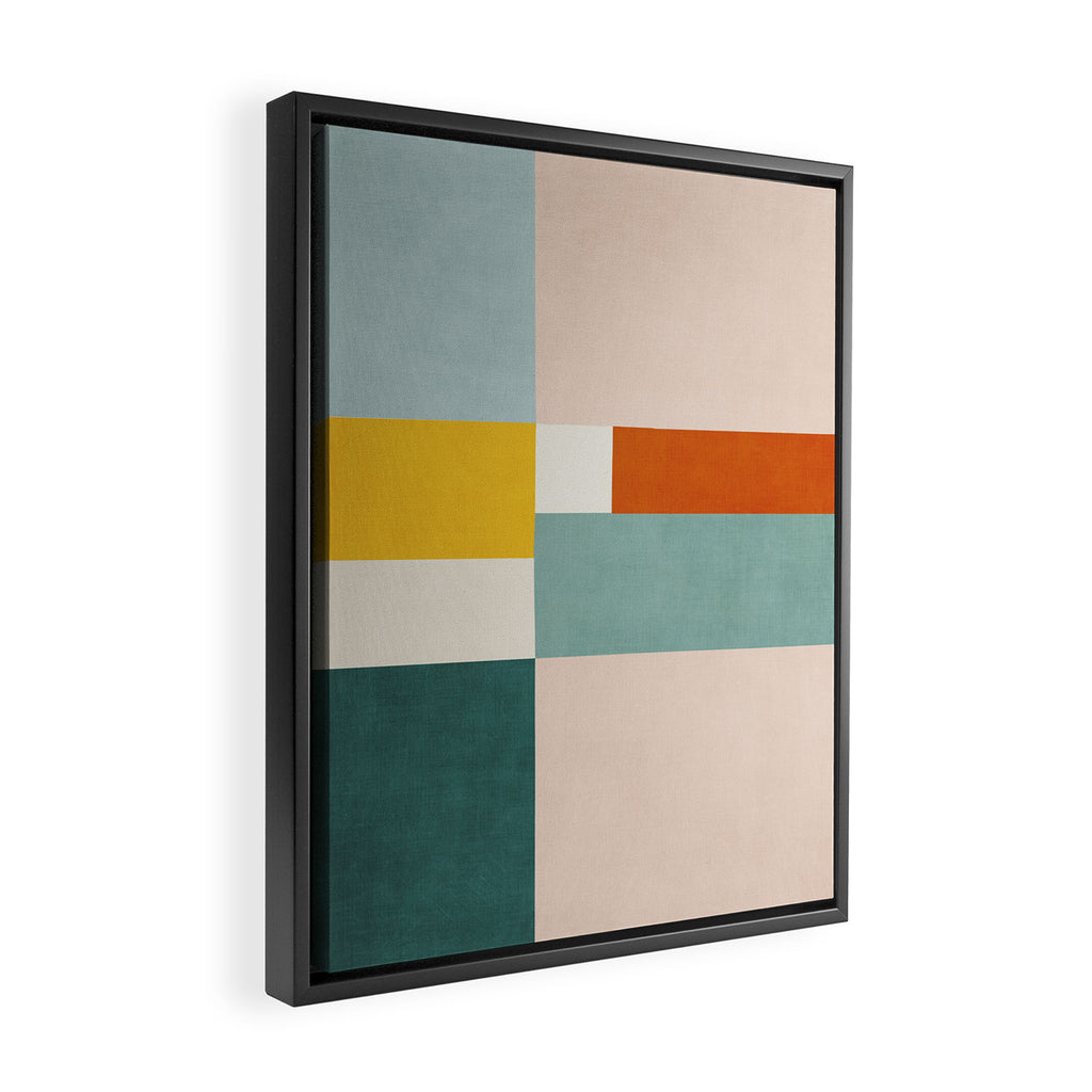 Geometric Minimalist Bright Pastel Tones Abstract Artwork Framed Canvas Print Gallery Image 2