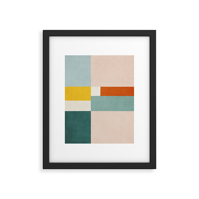 Geometric Minimalist Bright Pastel Tones Abstract Artwork Framed Art Print Gallery Image 1