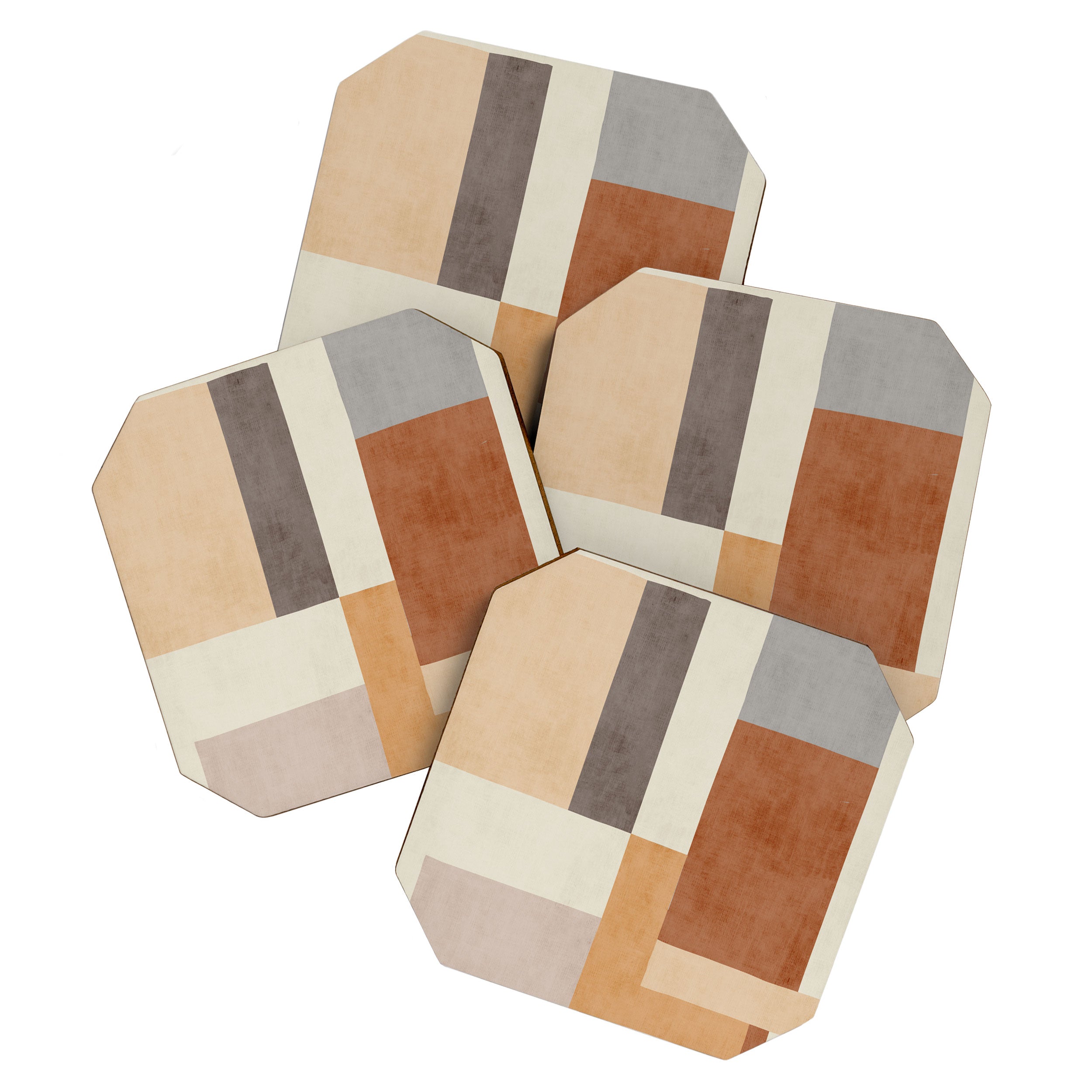 Geometric Minimalist Brown Beige Terra Artwork Coaster Gallery Image 1