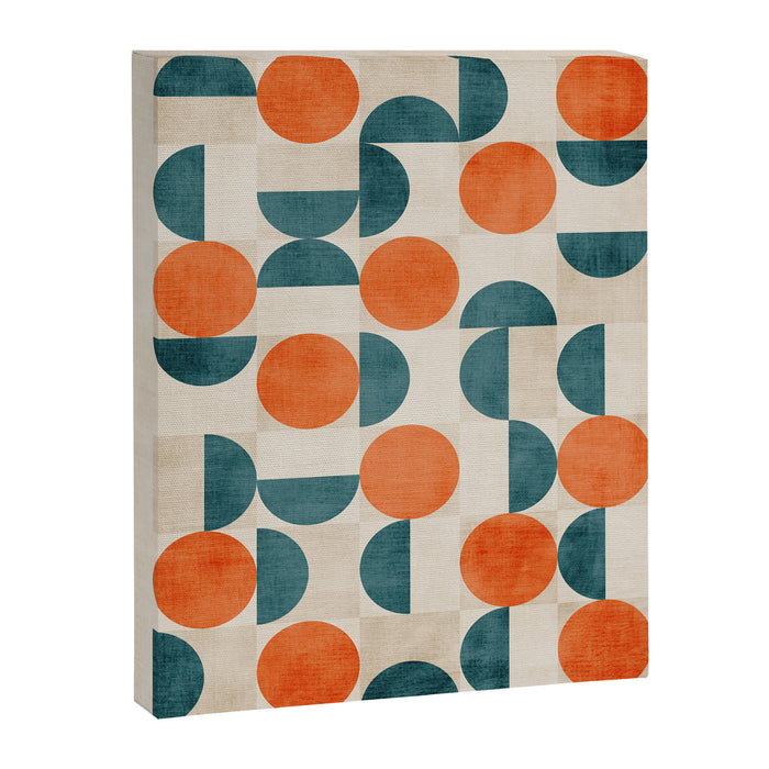 Geometric Modern MCM Orange Teal  Unique Artwork Canvas Print Gallery Image 1