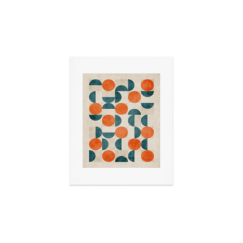 Geometric Modern MCM Orange Teal  Unique Artwork Art Print Gallery Image 1