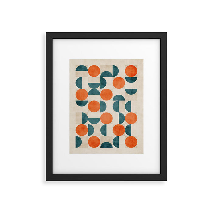 Geometric Modern MCM Orange Teal  Unique Artwork Framed Art Print Gallery Image 1