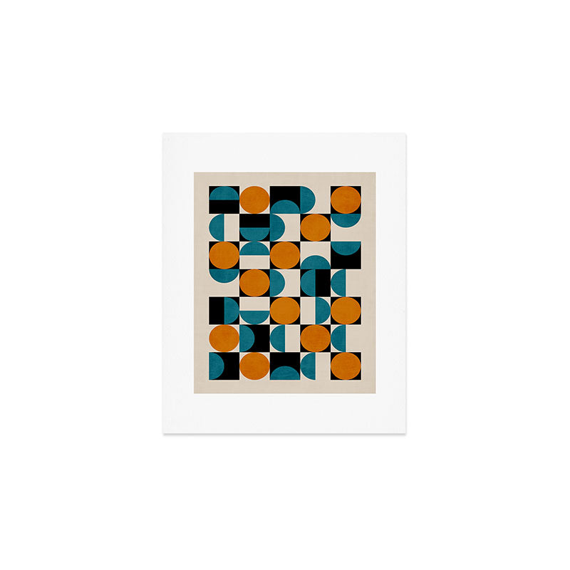 Geometric Modern Orange Teal Bauhaus I Art Print Gallery Image 1
