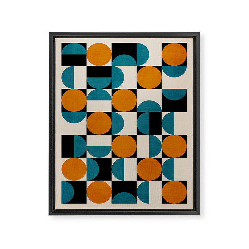 Geometric Modern Orange Teal Bauhaus I Framed Canvas Print Gallery Image 6